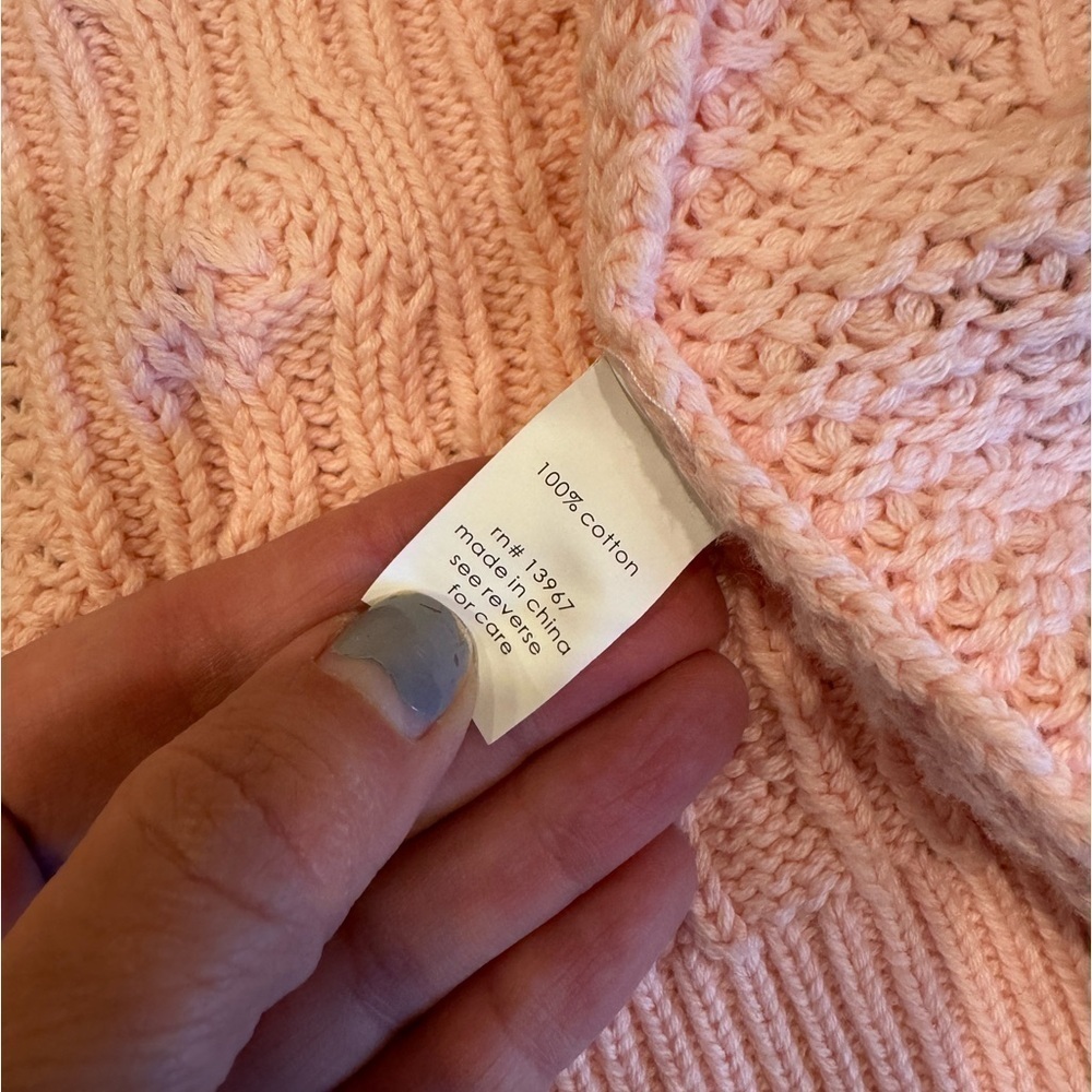 27 Miles Malibu Revolve Pink Cotton Open Cable Knit  Maiken Sweater Size XS - Picture 9 of 9